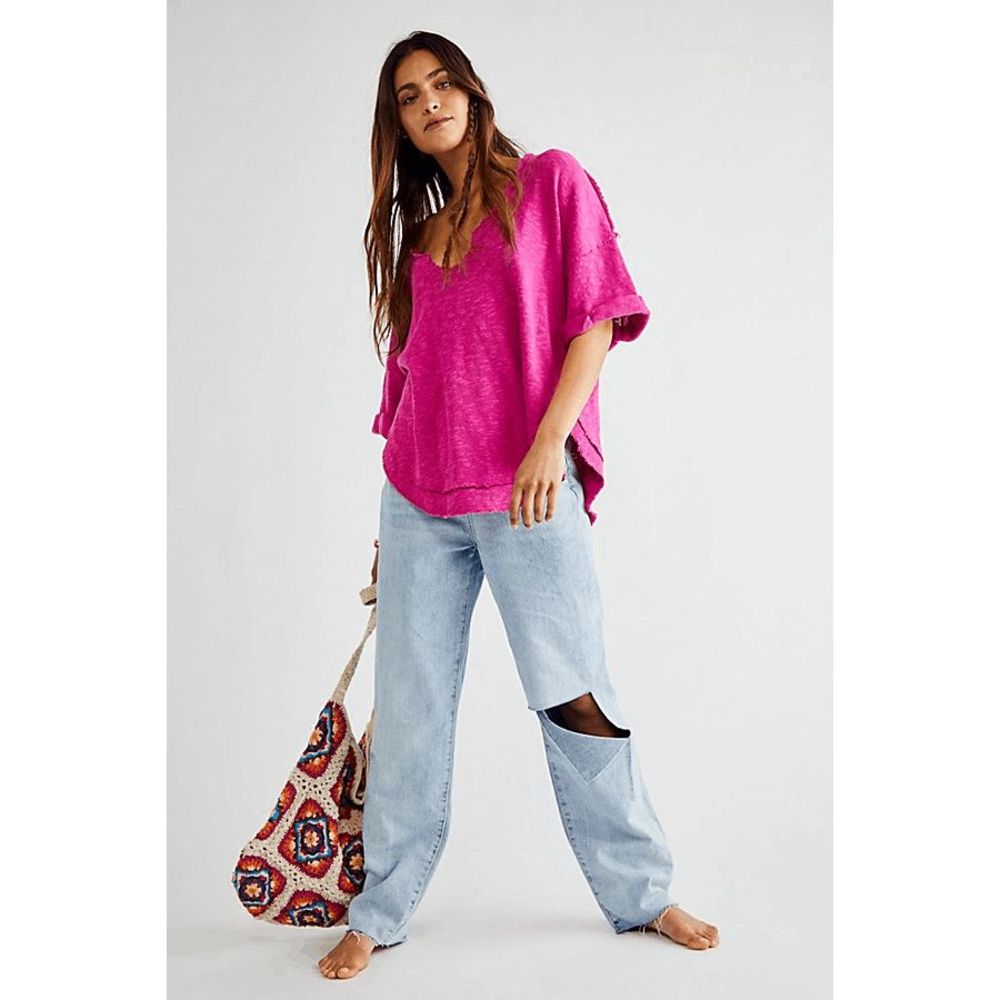 Free People Pink Short Sleeve Tee